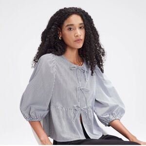 NWOT target a new day black and white striped bow tie top